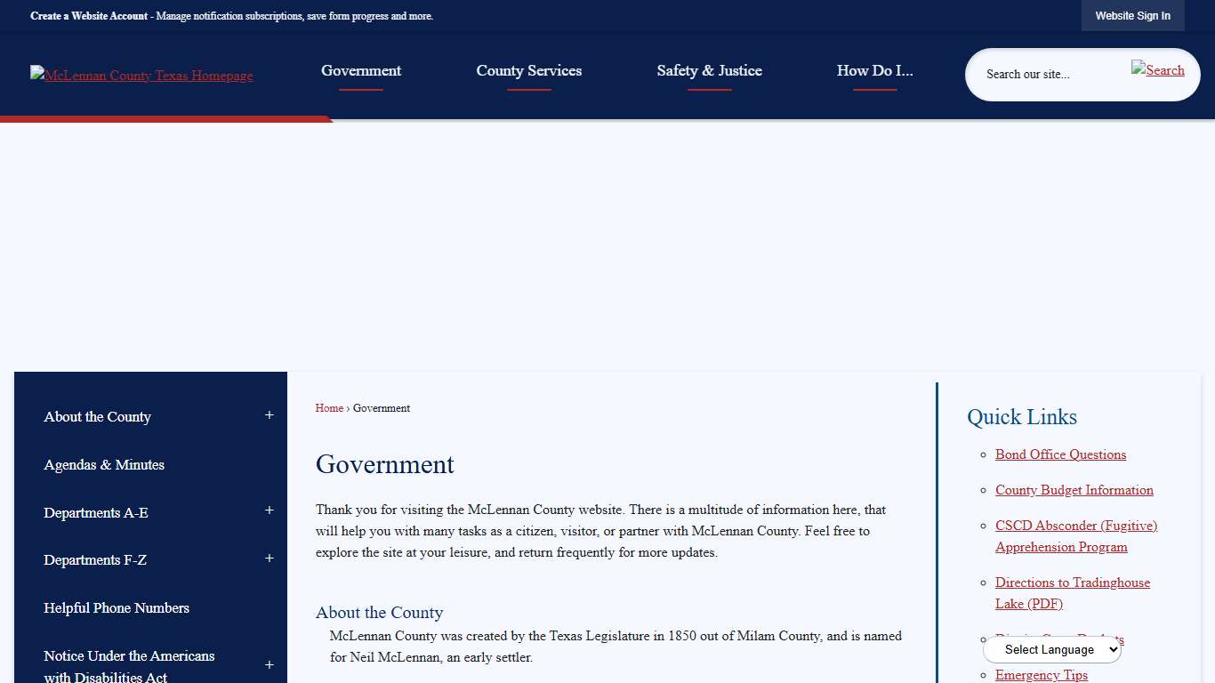 Government McLennan County, TX
